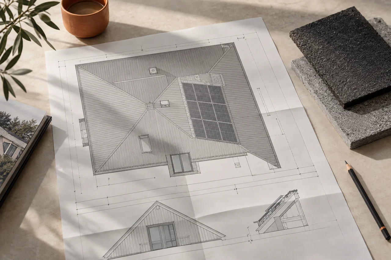 Illustration of a conversation about roofing materials