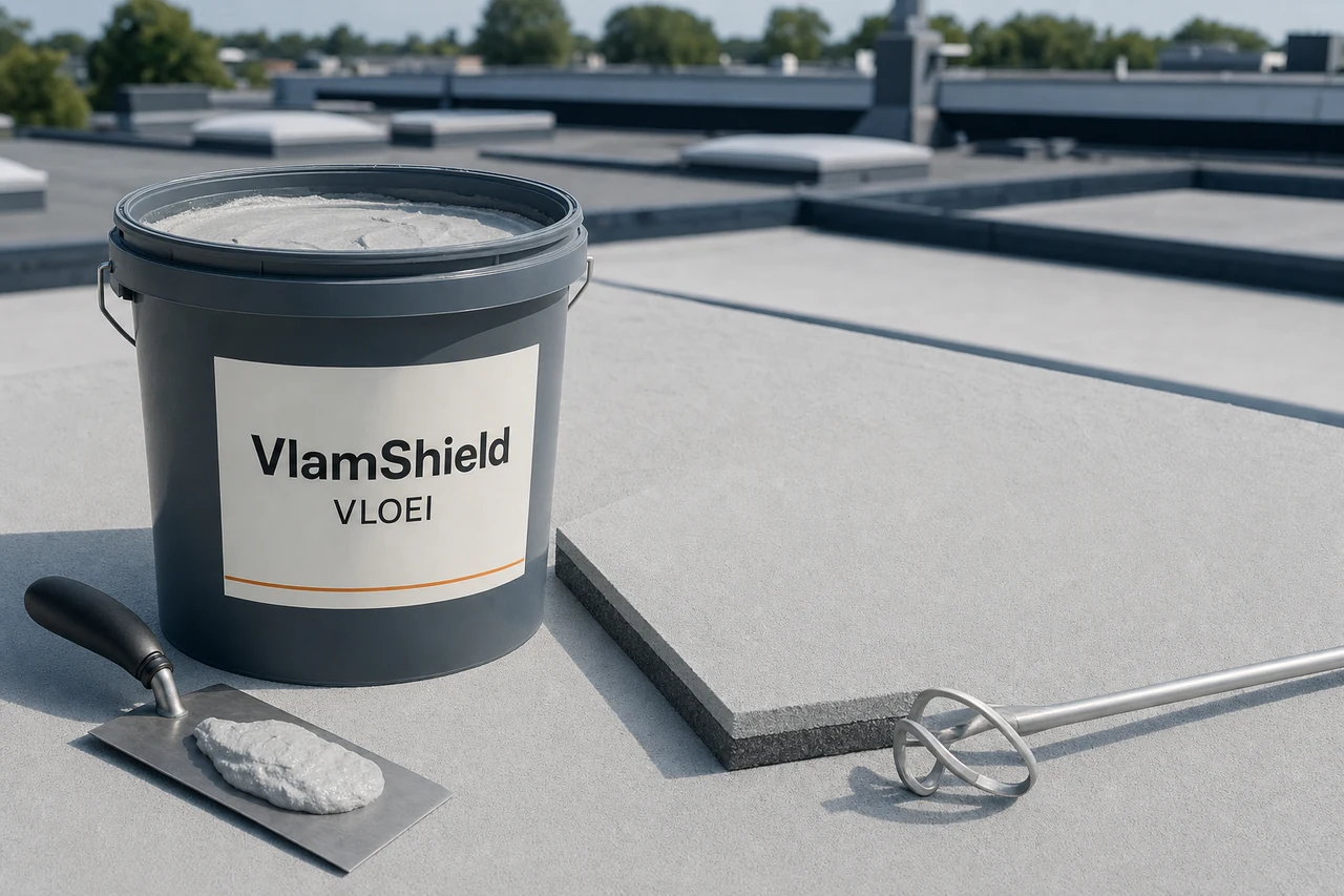 VlamShield VLOEI: Minerale laag, ter plaatse aangebracht op de dakbaan